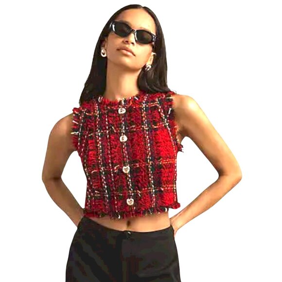 Walter Baker Dara Tweed Top Size L With Tags - Picture 6 of 8